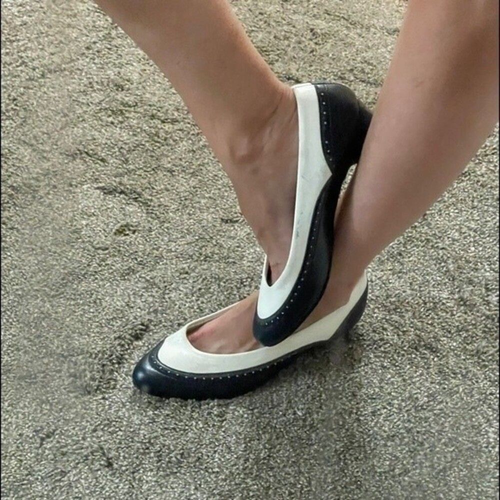 Vintage HUSH PUPPIES SOFT FLEX MADE IN 🇺🇸 NAVY BLUE BONE WHITE HEEL Size 7 - Picture 7 of 16